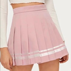 dusty rose pleated skirt